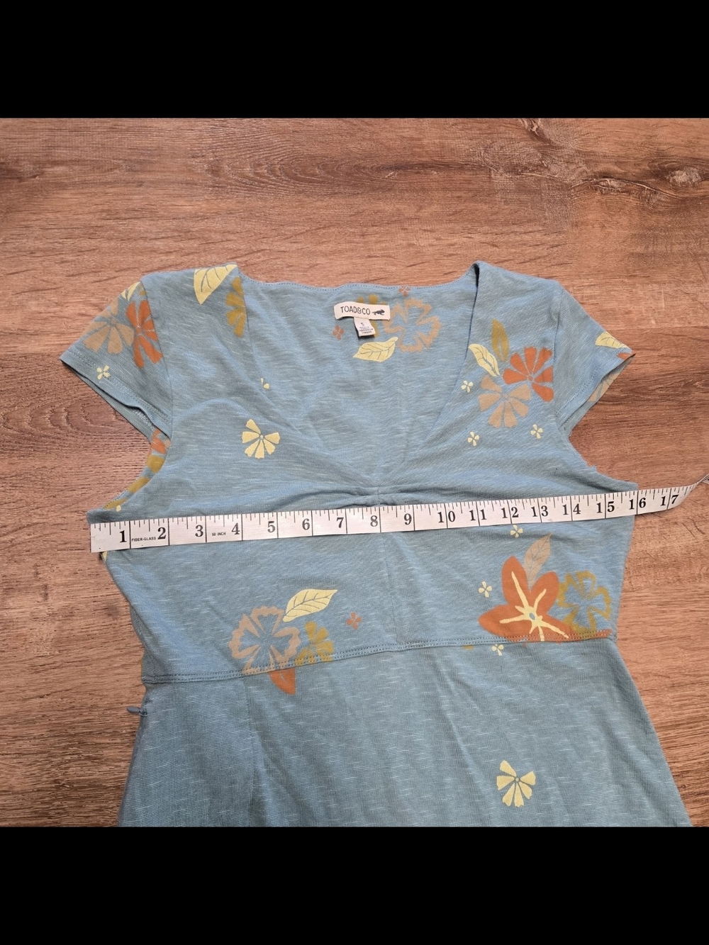 Toad&Co Blue Floral Maxi Dress with Yellow & Orange Accents Organic Cotton Small - Picture 4 of 7